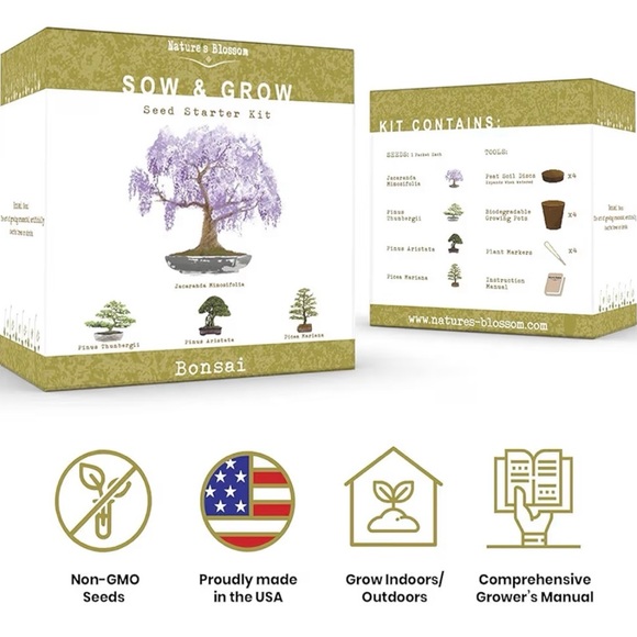 Bonsai Seed Starter Kit - Green and Purple NWT. Amazing last minute gift! - Picture 2 of 8